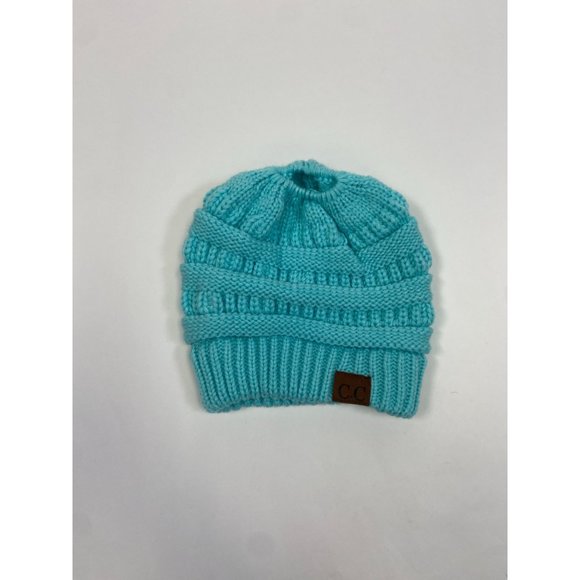 CC Other - CC Blue Knit Ponytail Beanie